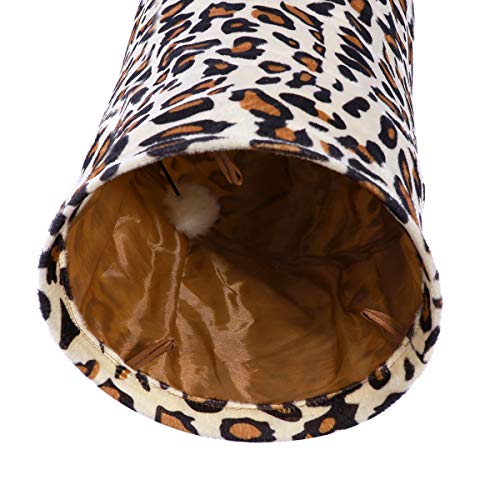 POPETPOP Cat Tunnel Toy for Indoor Cats Collapsible with 2 holes Leopard Print 27 * 129cm - Image 10