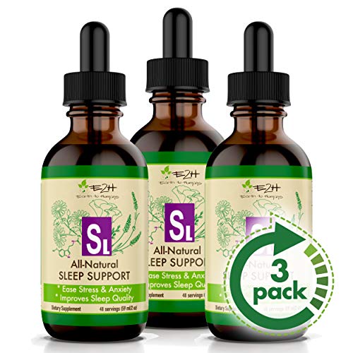 Natural Sleep Aid for Adults - Liquid Melatonin - Sleep Better, Deeper, Longer - Potent Herbal Supplement - Aids Sleeping, Provides Anxiety and Stress Relief - 48 Servings (3 Bottles)