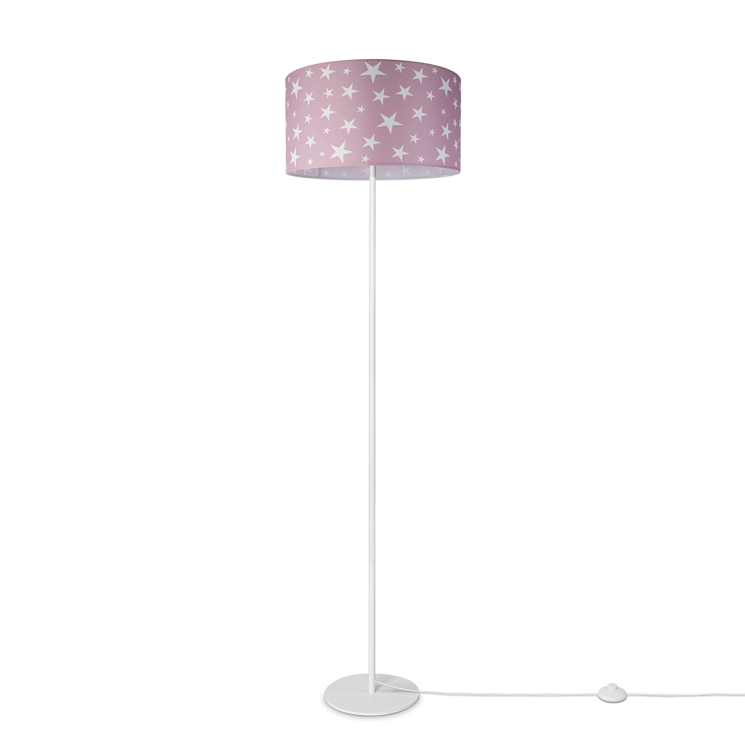 Paco Home Luminaria Pie Niños Lectura Habitación Infantil Lámpara Pantalla Tela Redonda Estrellas Luna Bebé E27
