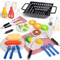 JOYIN 34 PCS Kitchen Toy Set, BBQ Play Grill, Cooking Toy Set, Little Chef Play, Kids Grill Playset Interactive BBQ for Kids with Light & Sound, Birthday Gift for Boys Girls - Image 6