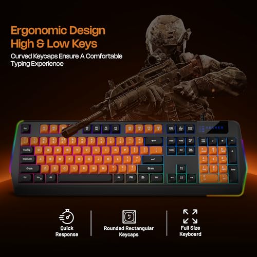Archer Tech Lab G200 Wired RGB Gaming Keyboard and Mouse Combo with 104 Keys, 19 Anti-Ghosting, RGB Modes,7200 DPI Mouse,13 Lighting Modes, Durable... - Image 3