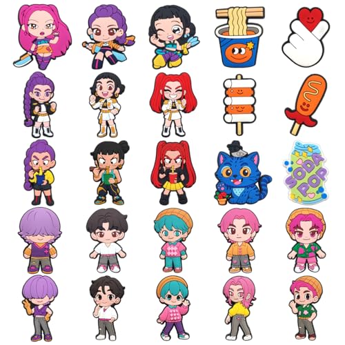 yiagofy Cartoon Shoe Charms 25 Pcs Cute Anime Character Charms Colorful Cartoon Accessories