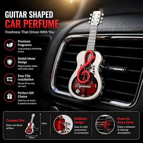 Image of DETACHI Luxury Car Perfume Dashboard Freshener Long Lasting Fragrance Premium Guitar Design Interior Scent Accessory Gift