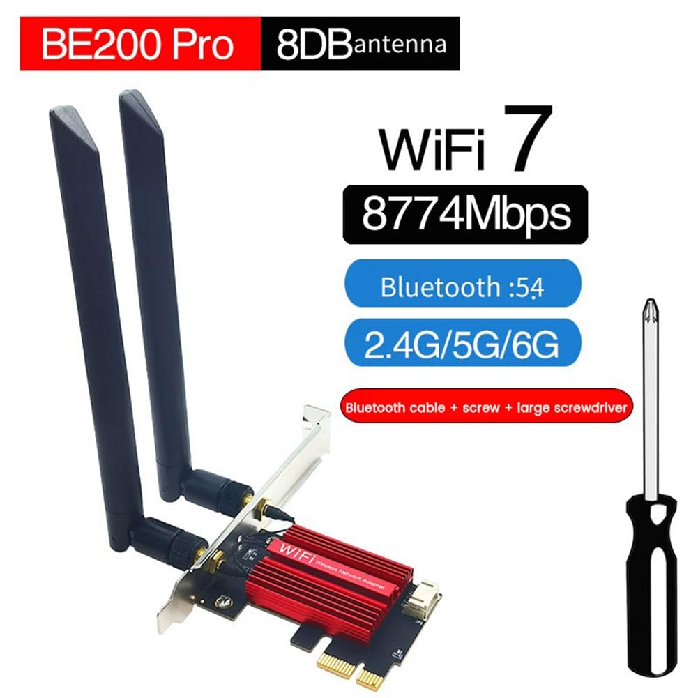 Adaptateur Réseau sans Fil WiFi 7 BE200 Pro Pcie BT5.4 Tri Bande 2,4 G/5 G/6 GHz Carte WiFi sans Fil BE200 pour Win11 Linux Facile à Utiliser