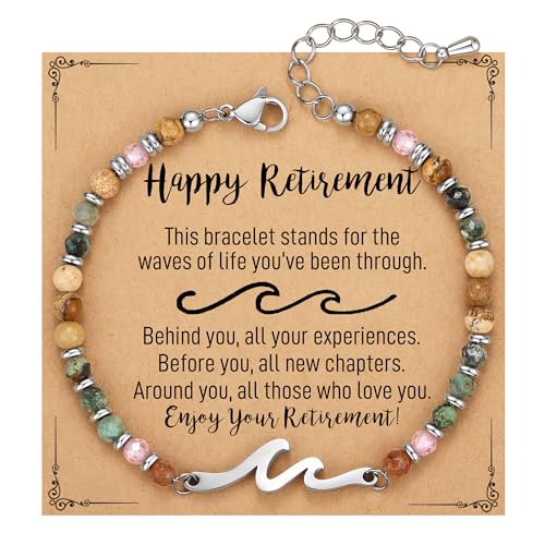 TONY & SANDY Retirement Gift for Woman, Wave Bracelet, 2026 Farewell Retired Gifts for Women Friends Nurse Teacher Boss Female Coworker, Happy Retirement Bracelet for Women