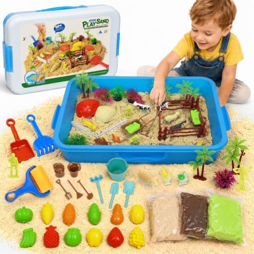Lunoppy Farm Sensory Sand Kit, Farm Sensory Bin Sandbox for Kids Ages 3-12