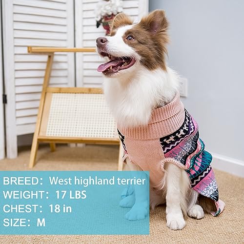 Image of Mihachi Dog Sweater - Winter Coat Apparel Clothes with Colorful Stripes for Cold Weather