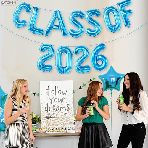 Image of KatchOn, Class of 2026 Balloons - 16 Inch, Graduation Balloons | Class of 2026 Banner, Blue Graduation Decoration | Blue Graduation Decorations, Class of 2026 Decorations