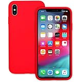 IVSUN Case for iPhone Xs Max 6.5-Inch Liquid Silicone 360 Full Protection Rubber Gel Cover Slim [ Anti-Fingerprint ] [ Scratch-Resistance ] [ Smooth Touch Feeling ] - Red