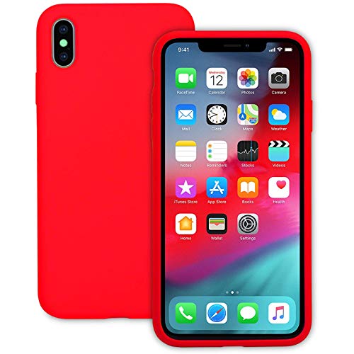 IVSUN Case for iPhone Xs Max 6.5-Inch Liquid Silicone 360 Full Protection Rubber Gel Cover Slim [ Anti-Fingerprint ] [ Scratch-Resistance ] [ Smooth Touch Feeling ] - Red