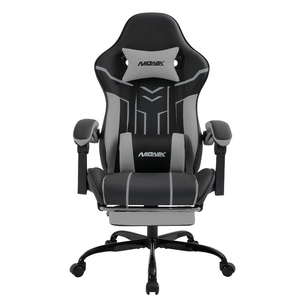 Amazon.co.jp: NIONIK ゲーミングチェア オットマン付き 幅広座面