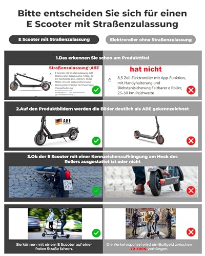Elektroroller mit Straßenzulassung für Erwachsene 350W Motor 30km Reichweite