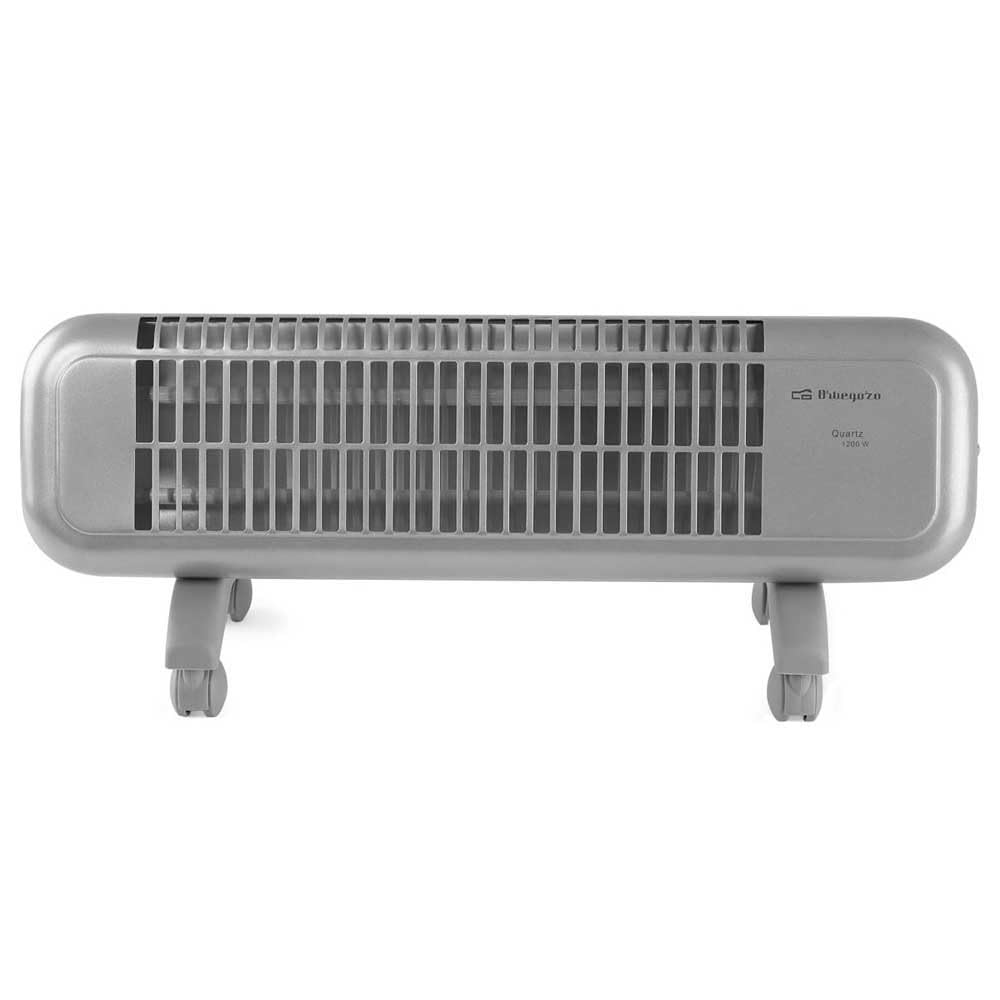 Orbegozo BPM 0105 - Estufa de cuarzo, 2 niveles de potencia, 2 barras de cuarzo, sistema antivuelco, ruedas de transporte, 1200 W