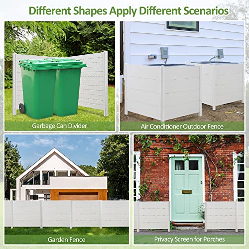 Dragosum 48"W X 49"H Outdoor Privacy Screen, Garden Air Conditioner Fence Trash Enclosure Trash Can Hider, Pvc Vinyl Freestanding Picket Fences With 3 Stakes (2 Panels-White) #TOP3