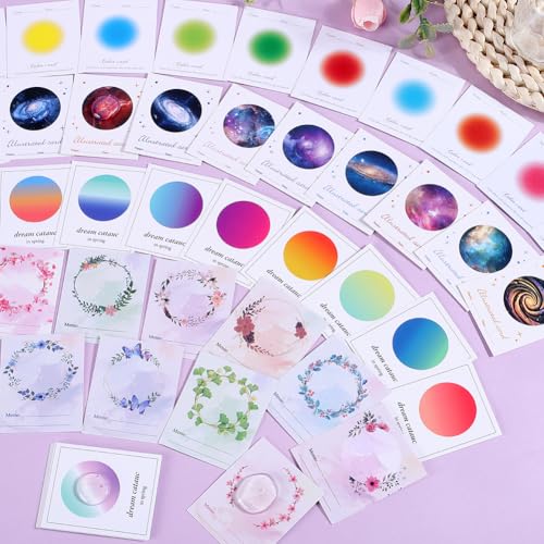 CRASPIRE 90Pcs 4 Styles Wax Seal Stamp Illustrated Card Wreaths Starry Sky Multi-Color Storage Paper Sealing Wax Stamps Storage Collection Label Card Wax Seal Accessories Tools - Image 4