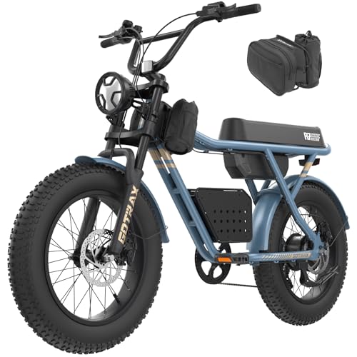 Gotrax R7 Electric Bike for Adults, 750W Motor, 25mph, Max 45-Mile Range, 20" Fat Tire, UL Certified, 48V Removable Battery, Oversized Padded Seat, Basket&Frame Bag, Easy Assembly for City&am...