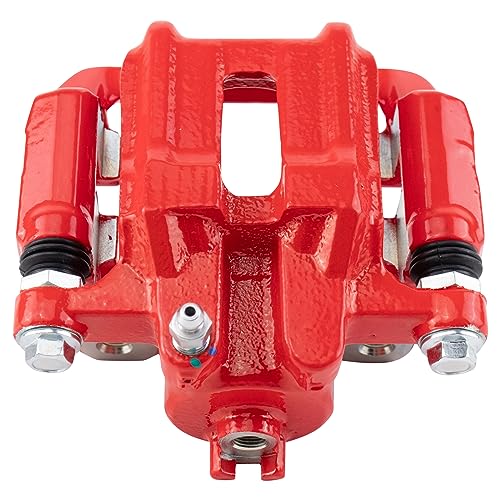 Image of TRQ Rear Right Brake Caliper w /Bracket Performance Red Passenger Side | For 2001-2003 Acura CL 1999-2008 TL 2003-2011 Honda Element