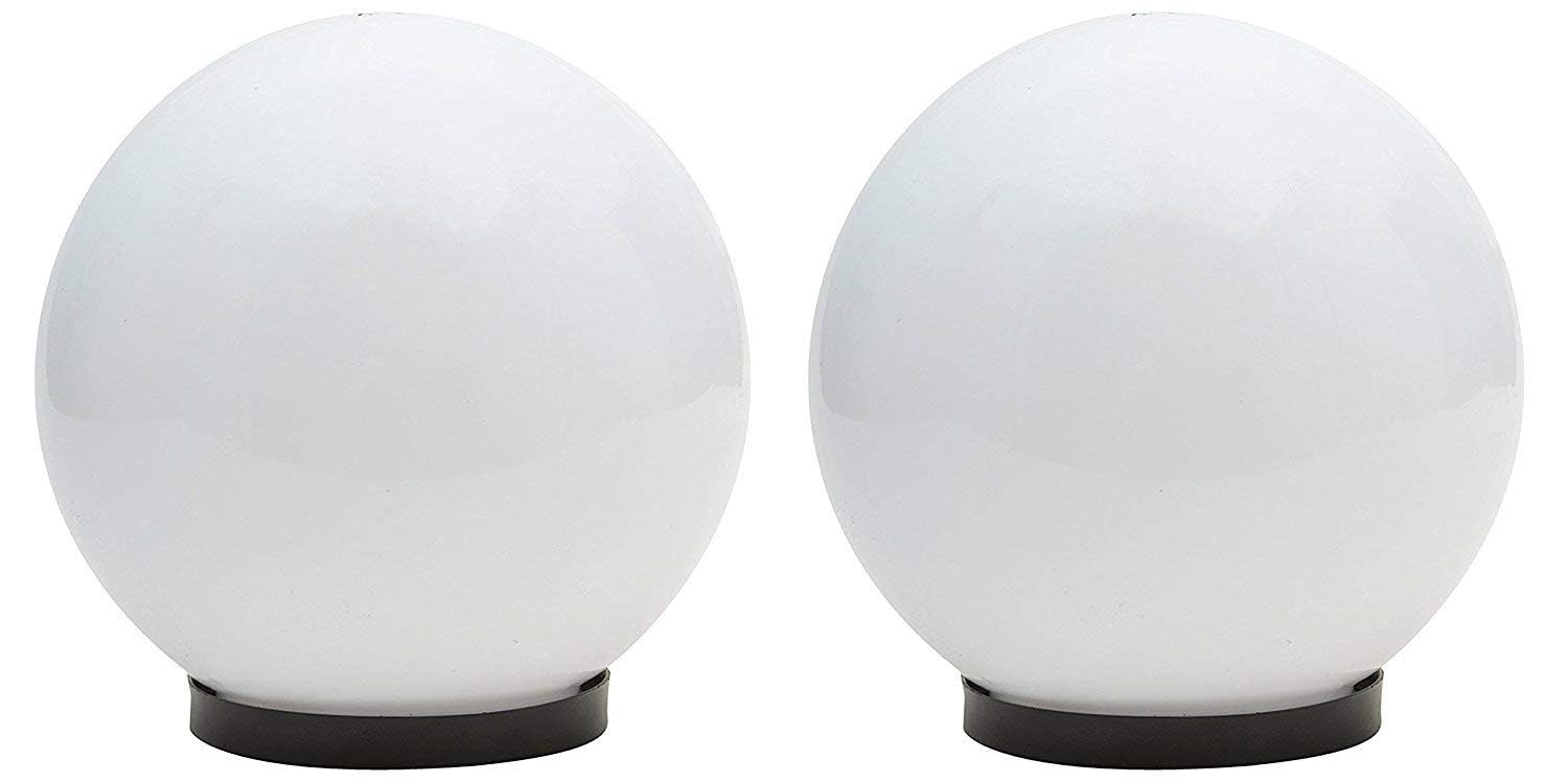 8-Inch Unbreakable Polycarbonate Dome Gate Lamps | Milky White Globe Entrance Lights for Home & Garden | Pack of 2
