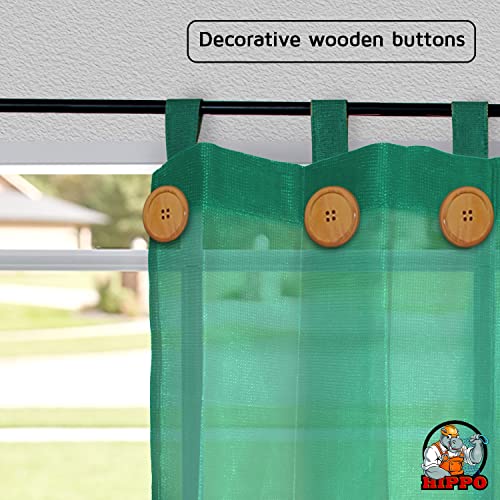 Image of HIPPO High Density Polyethylene 150 GSM Outdoor Loop Curtains Sun Blocking, UV Protection, Light-Filtering Balcony Curtain (Green, 3FTX8FT, 1PC)
