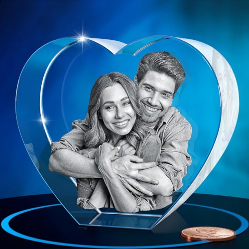 ArtPix 3D Crystal Photo, Personalized Gifts for Father, Dad, Women, Wife, Her, Grandpa, Great Customized Gift with Your Own Photo, Custom Glass 3D Laser Etched Picture Wedding - Heart