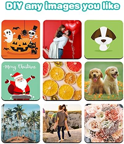 Abeillo 16 Pieces Square Sublimation Coaster, Sublimation Blank Cup Mat Heat Transfer Blank Rubber Coasters Blank Sublimation Products for DIY Crafts Home Kitchen Decor, 3.5 x 3.5 Inch