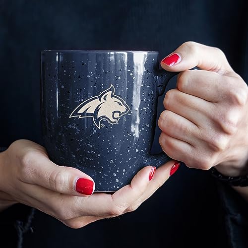 Image of Rico Industries NCAA Montana State Bobcats Navy Blue Personalized 16 oz Team Color Laser Engraved Speckled Ceramic Coffee Mug