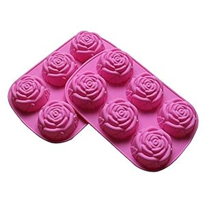 BargainRollBack OTHER MODL 2 Pack of X Large Rose Flower Ice Cube Chocolate Soap Tray Mold Silicone Party Maker (Ships from USA), Pink