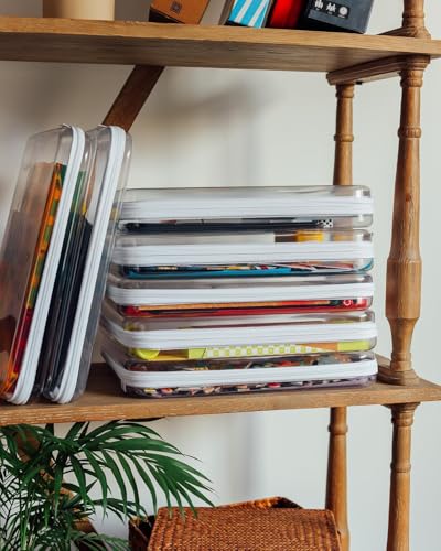 Image of CoiiJoii Board Game Storage,Extra Large Clear Hard Shell Case with Zipper, 3 Packs Board Game Organizer and Storage for Games Puzzle Magazine A4 Paper Craft Hobby Art Supplies