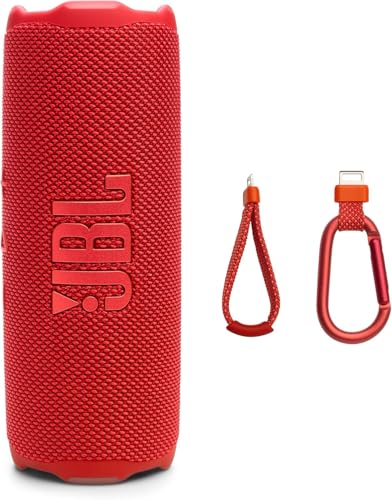 JBL Flip 7 - Portable Waterproof and Drop-Proof Speaker with AI Sound Boost 16Hrs of Playtime and PushLock System with Interchangeable Accessories (Red) (Renewed)