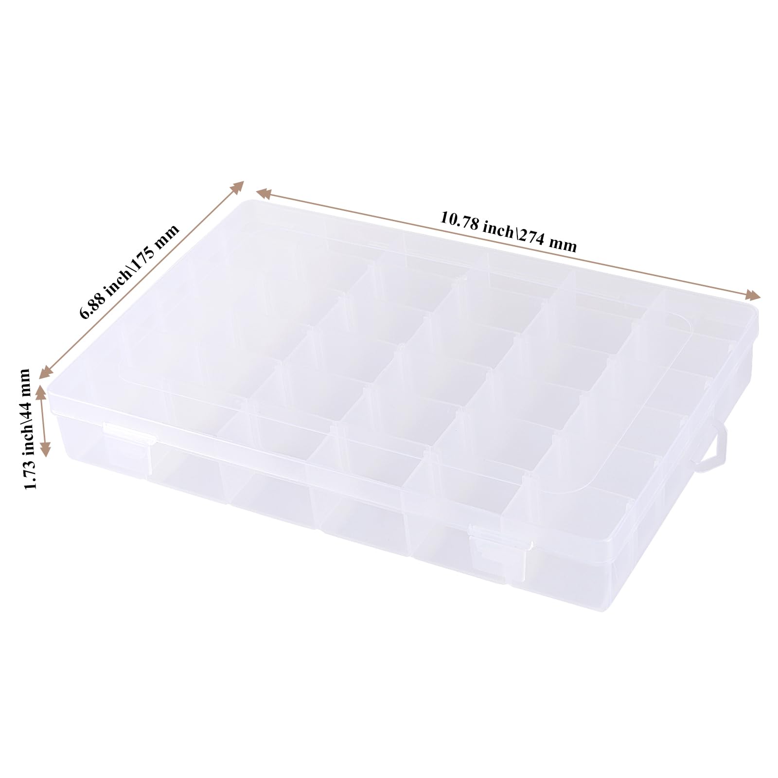 Paquete de 6 cajas de almacenamiento de plástico transparente con 36 rejillas, caja de almacenamiento de cuentas con compartimentos ajustables para joyas, cuentas, manualidades, 10.8 x 6.9 x