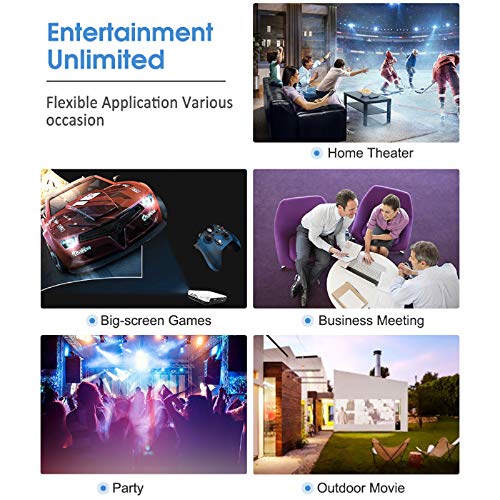 WOWOTO H9 Projector 4000 Lumens Mini Projector LED DLP 1280x800 Real Home Theater Video Projector Wireless Screen Share Support 1080P 3D to 2D HDMI 176'' Android - Thumbnail 2