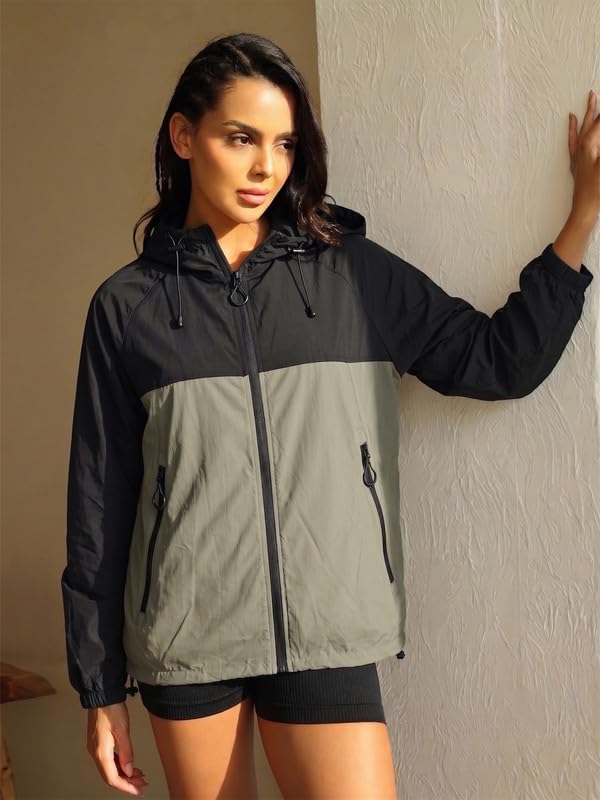 Image of CHKOKKO Sunscreen Jacket For Women With Hood Upf 50+ UV Tan Sun Protection | Wind Proof Lightweight Breathable Quick-dry Water-repellent Fabric | For Gym Sports Running Biking And Dailywear