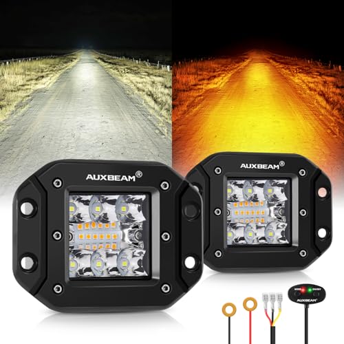 Auxbeam 5-Inch Strobe Lights, Amber/White 72W 6 Modes Pair