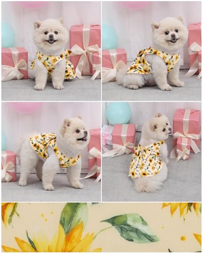 Image of CuteBone UPF50+ Dog Dresses for Small Dogs, Summer Sleeveless Deep V-Back Pet Dress with Big Bow, Breathable Swimwear Fabric, Cooling Stretchy Puppy Clothes for Outdoor Wedding Party Beach DV06M