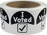 InStockLabels I Voted Black-and-White Circle Stickers, 2-Inch Round Labels, Pack of 500