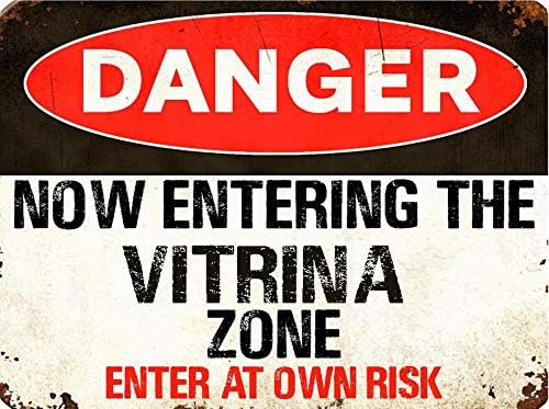 Vitrina Danger You are Entering Zone Rustic Vintage Look 6" Wide Decal Bumper Sticker for use on Any Smooth Surface