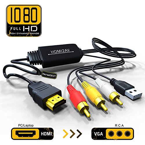 yctc HDMI to 3 RCA AV Compuesto CVBS Vídeo Audio Converter Adapter Cable 720P 1080P Upscaler with USB Charge Cable for TV PC PS4 DVD VHS VCR Camera