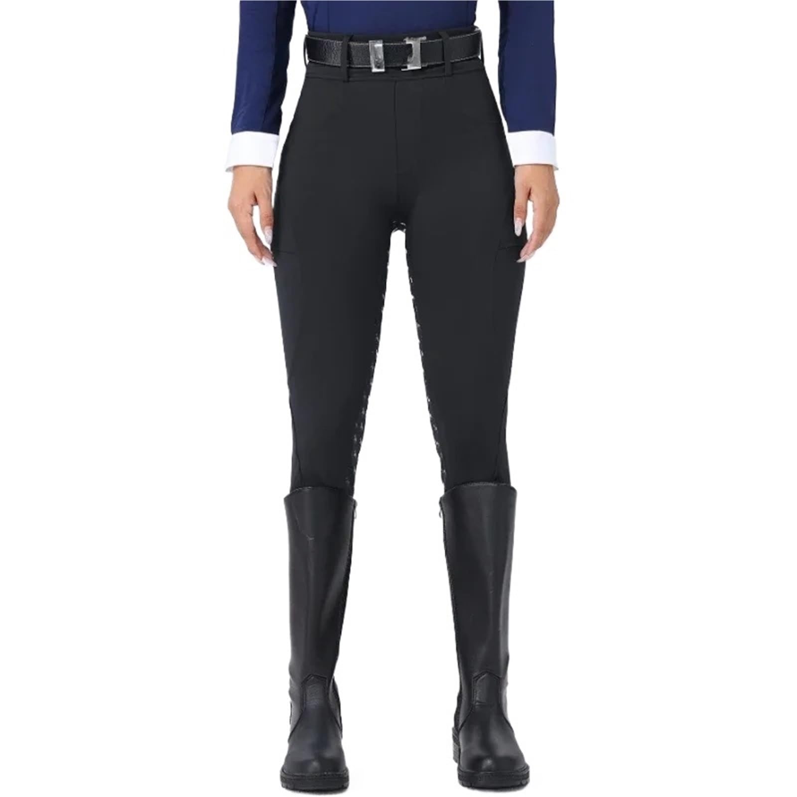 Pantalones de equitación Pantalones De Equitación De Silicona con Asiento Completo, Mallas Y Leggings For Montar A Caballo, Ropa Ecuestre For Mujer(Black,S)