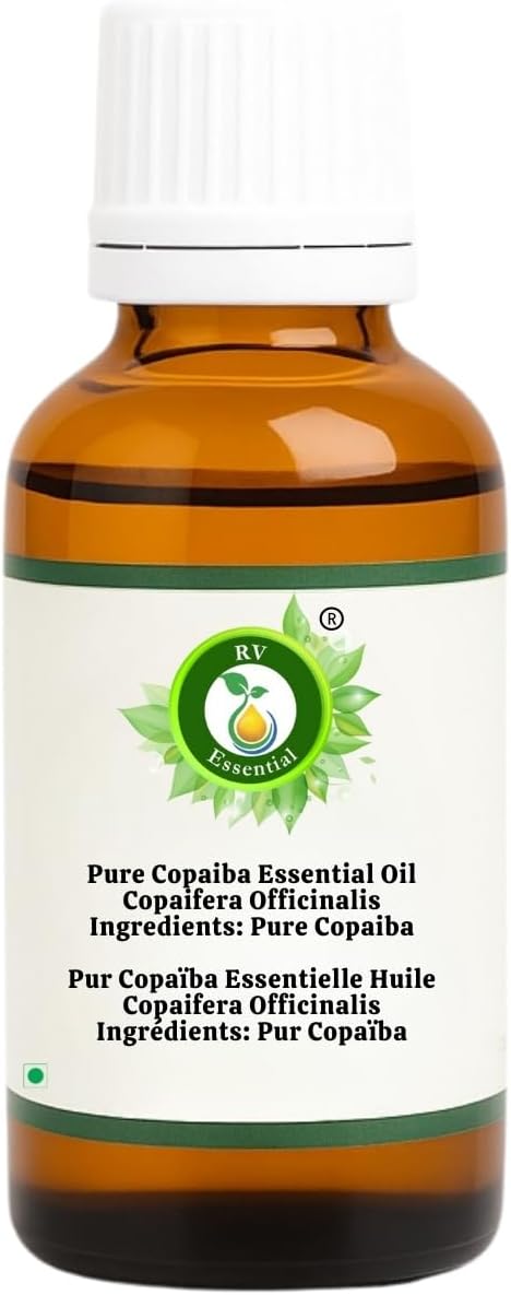 R V Essential Pure Copaiba Essential Oil 100ml (3.38oz)- Copaifera Officinalis (100% Pure and Natural Therapeutic Grade)