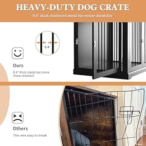 Large Dog Crate Furniture, Wooden Dog Kennel with Cushion, Dog Crate End Table Large, Indoor Dog Kennel, Modern Decorative Dog Crates with Flip Top, Chew-Proof Metal Bars, Black Large Dog Crate Furniture Wooden Dog Kennel with Cushion Dog Crate End Table Large Indoor Dog Kennel Modern Decorative Dog Crates with Flip Top Chew Proof Metal Bars Black