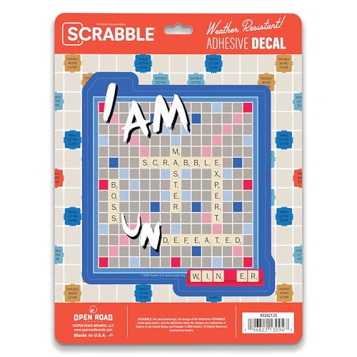 Image of Hasbro Scrabble I Am Undefeated Adhesive Vinyl Decal - Fun Scrabble Sticker for Car or Laptop