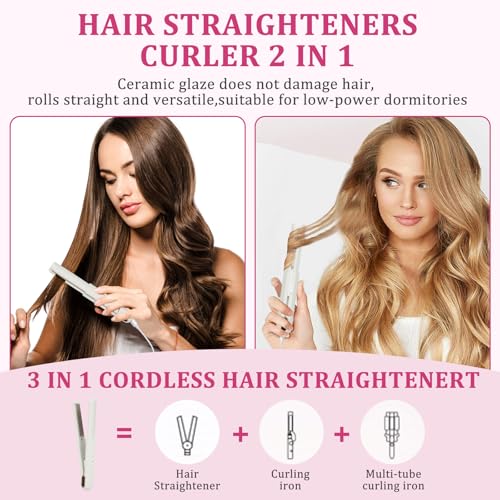 Image of Straightener Irons|Rechargeable Hair Iron,30-Minute Auto Shut-Off,Mini Compact Portable Hair Iron,(White)-This Model Requires a USB Cable to Operate (no Built-in Battery)