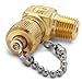 Ralston QTFT-2MBL Male 1/4" NPT x Male Quick-test 90 degree elbow with cap and chain, brass