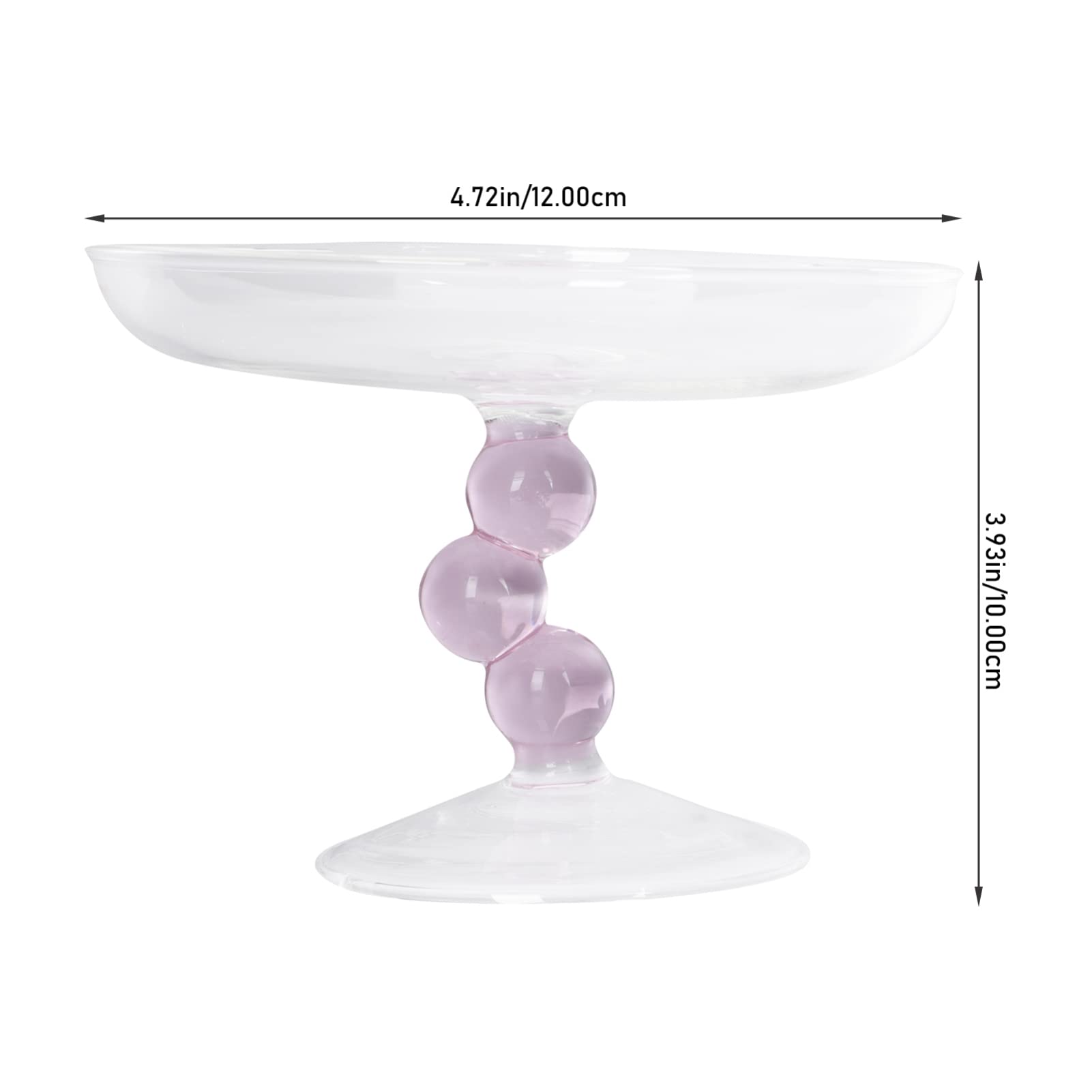 STOBOK Glass Dessert Plate Footed Clear Serving Bowls Crystal Fruit Dish Container Tablewares for Appetizer Desserts Candy Salad Snack Pink