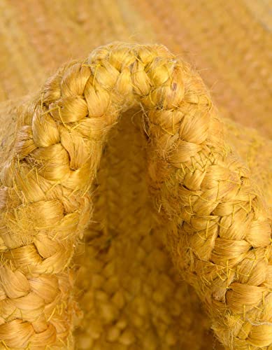 Image of Unique Loom Braided Jute Collection Area Rug - Dhaka (9' x 12' 2 inch Rectangle, Yellow)
