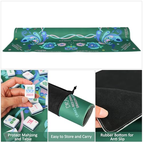 Jongyance Printed American Learning Mahjong Mat (33”x33”) with Black Carrying Bag, Anti-Slip, Noise-Reducing, Mahjong Table Mat for Mah-jongg, Poker, Board Games, Dominoes by Jongyance - Image 4