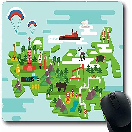 GTGTH Alfombrilla de ratón Mousepad Cathedral Map Travel Russia Russian Kremlin Flat Moscow Bear Birch Climate Office Computer Laptop Mouse Pad,Non-Slip Rubber 25X30CM