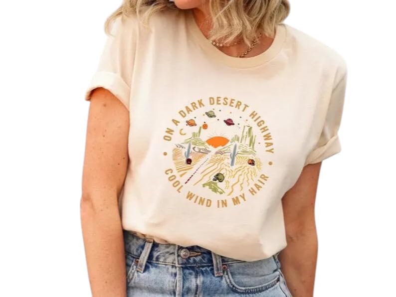 Comfort Colors On a Dark Desert Highway Shirt – Retro Boho Adventure Graphic Tee – Hiking Camping Travel T-Shirt2