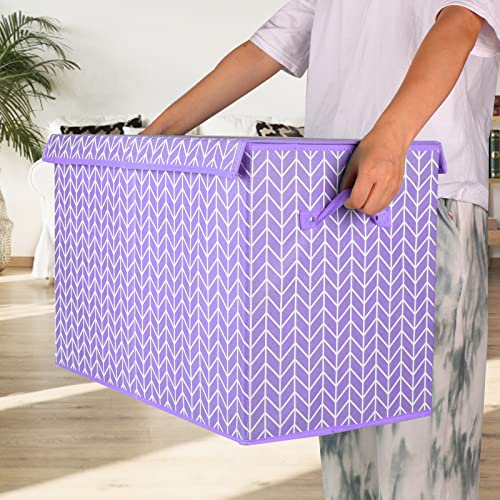 Image of Large Toy Storage Box Chest for Kids, Sturdy Toy Box Bin Baskets with Lid | Toy Storage Box for Living Room, Nursery, Closet, Bedroom, Playroom 25 inchx13 inch x16 inch (Purple)
