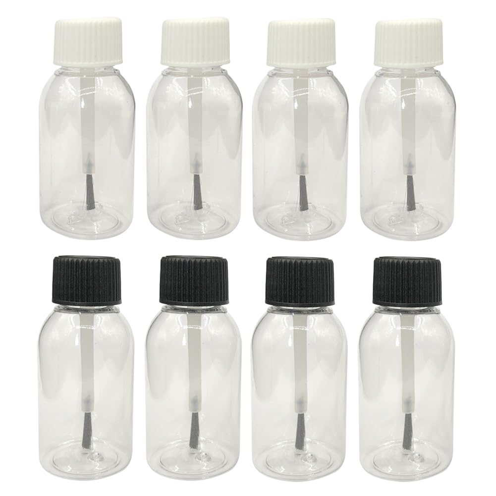 10 Pcs 30ml Clear Plastic Brush Applicator Cap Bottles Empty Cuticle Oil Bottles Refillable Glue Paint Bottle Cosmetic Essential Oil Containers